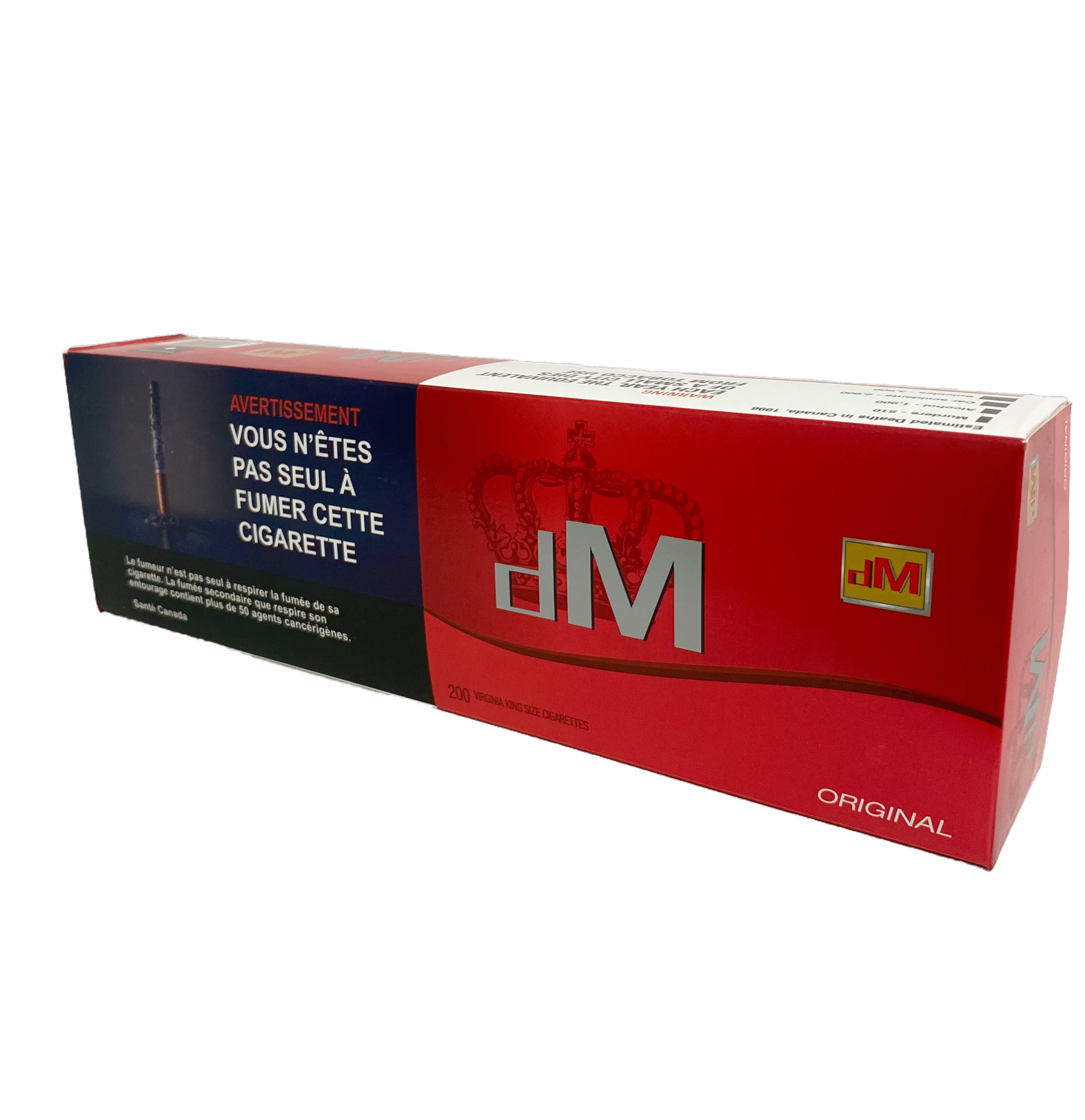 IMG_0958 duMont Original cigarettes 200 Virginia King Size pack with dM logo and French health warning.