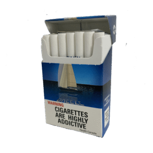 Pack of Nautical Light cigarettes (20 count) featuring a sailboat on a blue background and prominent health warnings.