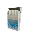 Canadian Ultra Light king size cigarettes, 20-pack. Blue & white packaging with clouds and maple leaf.