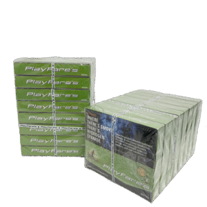 PlayFare's Menthol king size filter cigarettes in green packs, showcased in two stacks.