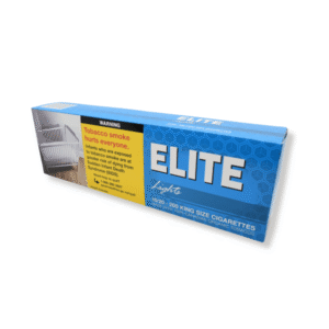 Canadian Elite Lights king size cigarettes pack with blue and white branding.