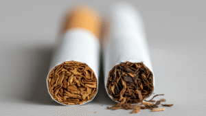 Fresh cigarettes showing quality tobacco texture compared to stale dried cigarettes demonstrating tobacco degradation over time