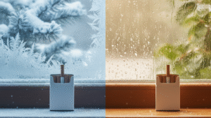 Cigarette packs in winter and summer weather conditions demonstrating seasonal storage challenges affecting tobacco freshness quality